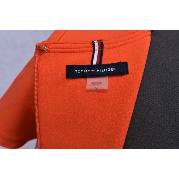Tommy Hilfiger Short Sleeve Orange Pencil Dress Size 2 - Picture 9 of 9